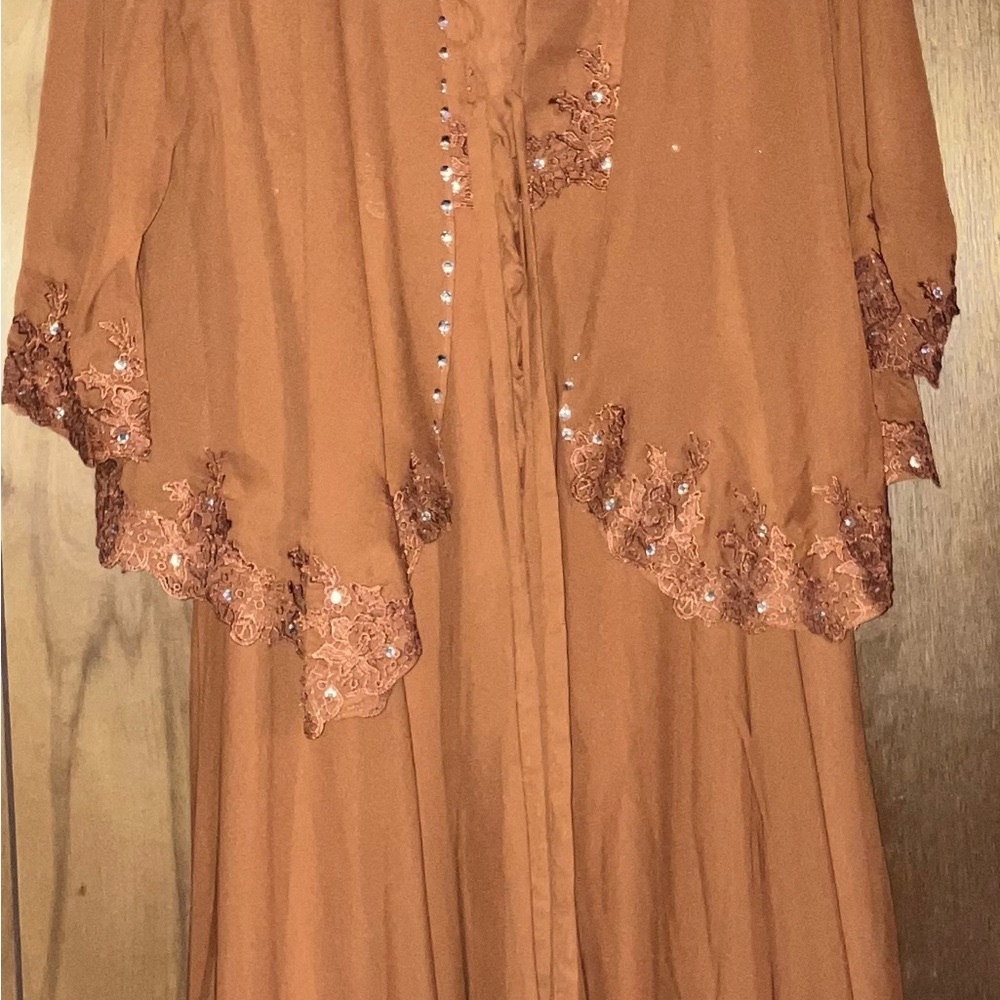 Elegant Burnt Orange  Embroidered Dress